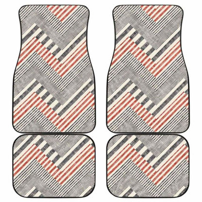 Zigzag Chevron Striped Pattern Front And Back Car Mats