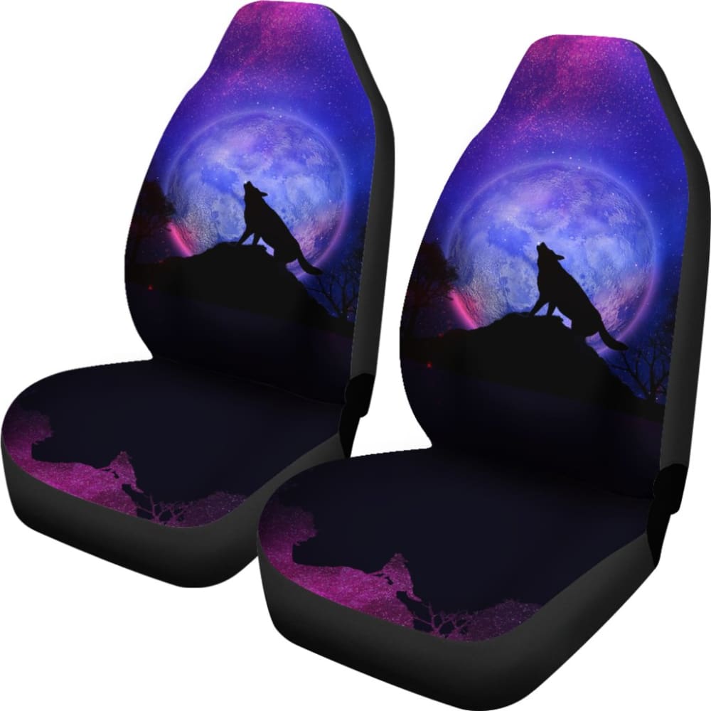Pretty Galaxy Wolf Howling Universe Print Car Seat Covers