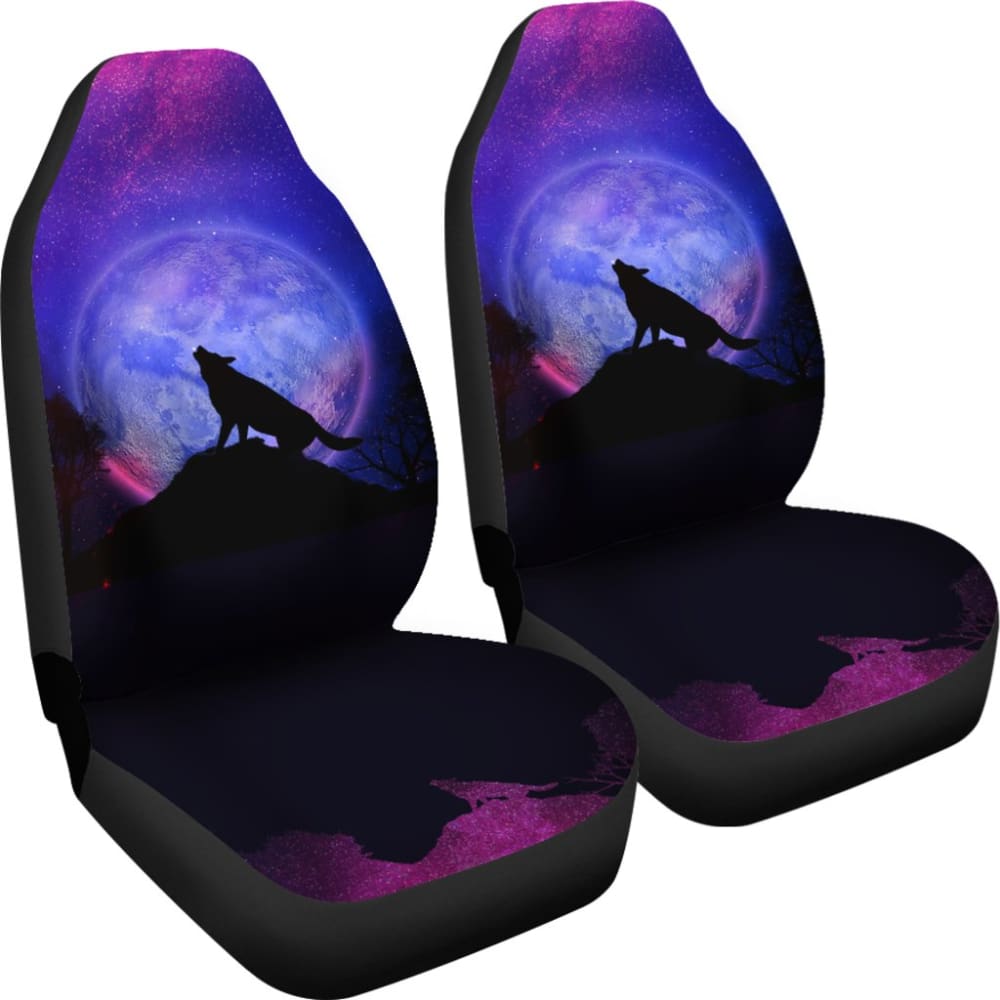 Pretty Galaxy Wolf Howling Universe Print Car Seat Covers