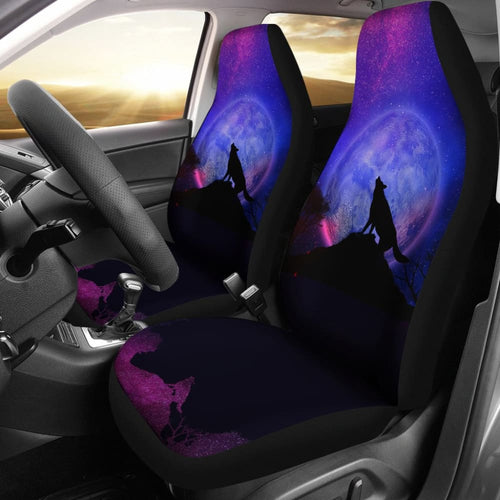 Pretty Galaxy Wolf Howling Universe Print Car Seat Covers
