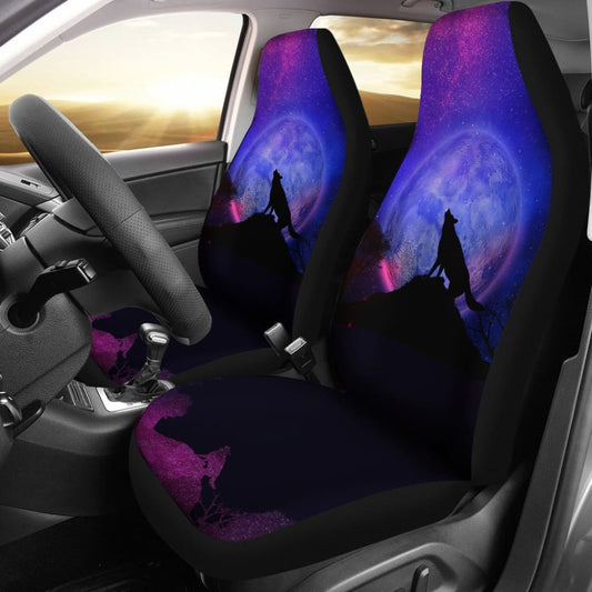 Pretty Galaxy Wolf Howling Universe Print Car Seat Covers