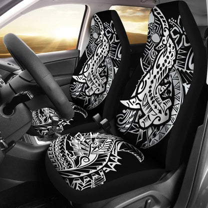 Amazing Black and White Hawaiian Polynesian Shark Tattoo Car Seat Covers