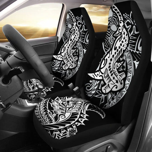 Amazing Black and White Hawaiian Polynesian Shark Tattoo Car Seat Covers