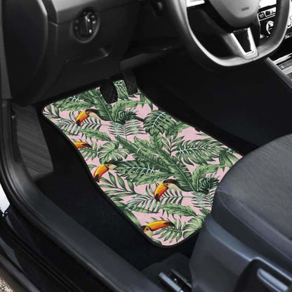 Toucan Tropical Green Jungle Palm Pattern Front And Back Car Mats