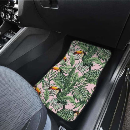 Toucan Tropical Green Jungle Palm Pattern Front And Back Car Mats