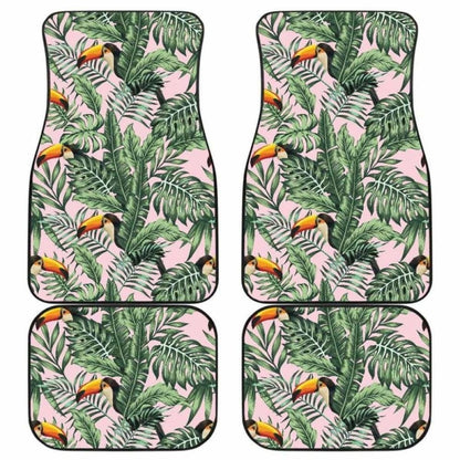 Toucan Tropical Green Jungle Palm Pattern Front And Back Car Mats
