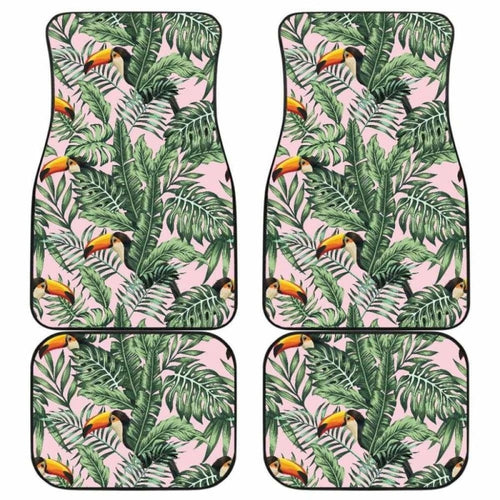 Toucan Tropical Green Jungle Palm Pattern Front And Back Car Mats