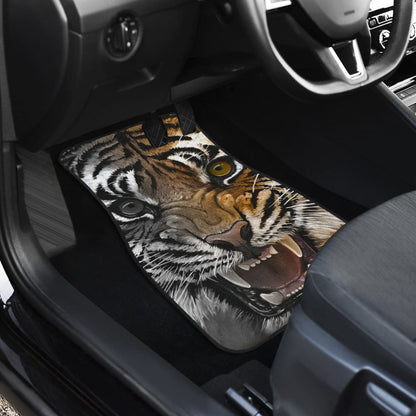 Angry Tiger Roaring Car Floor Mats