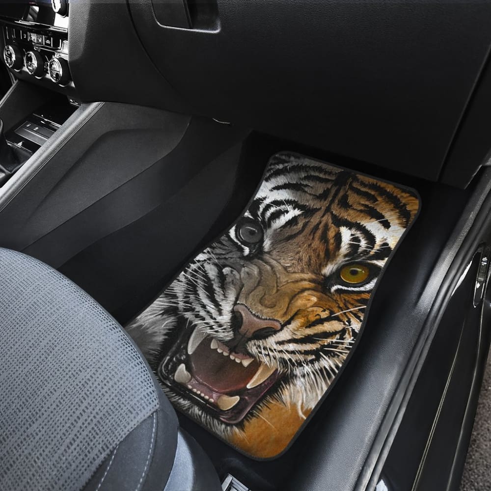 Angry Tiger Roaring Car Floor Mats