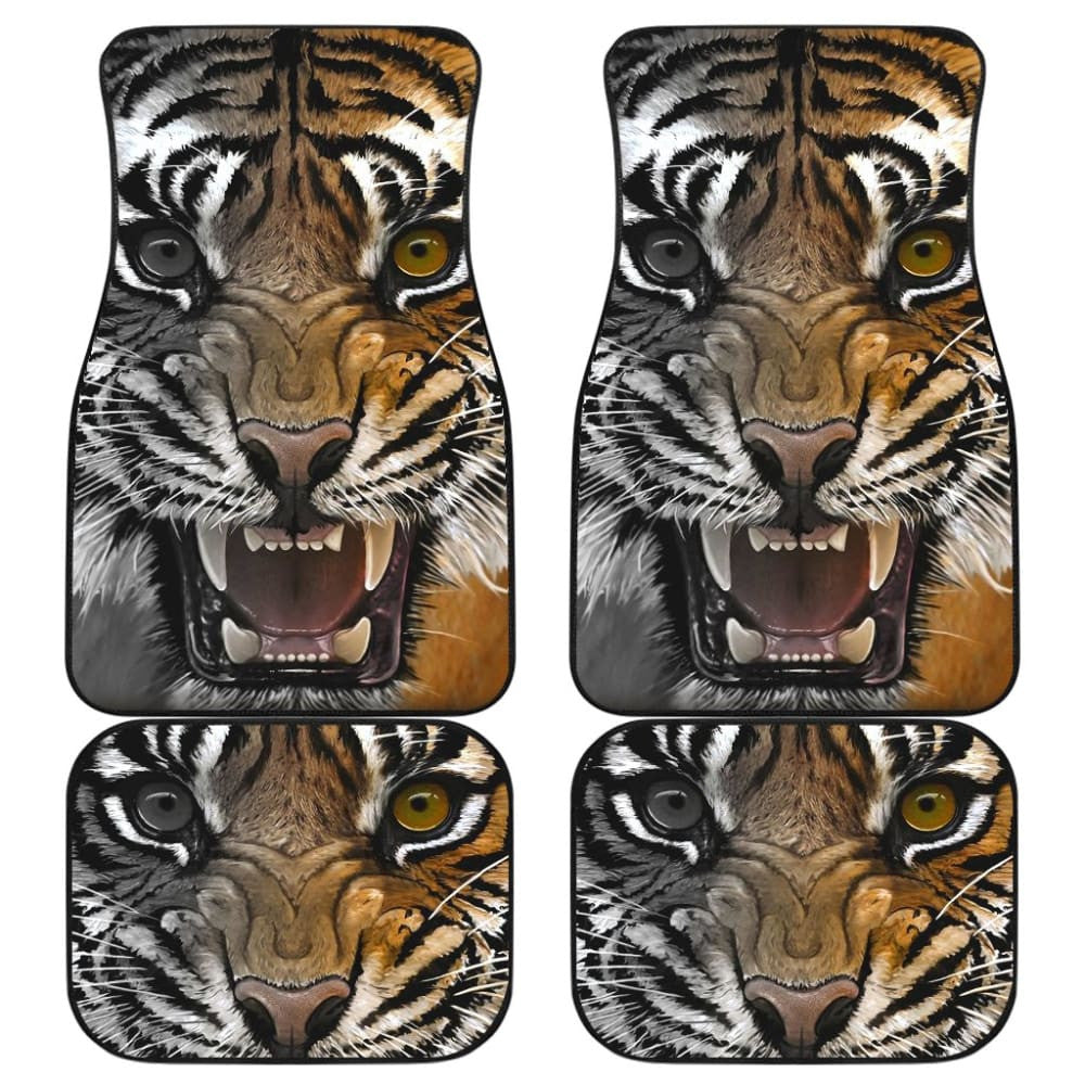 Angry Tiger Roaring Car Floor Mats