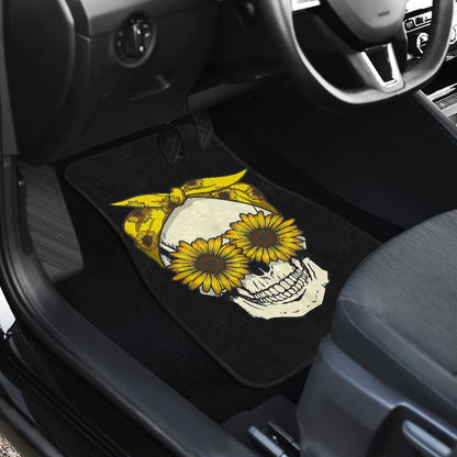 Skull Sunflower Bandana Floral Pattern Cute Car Floor Mats