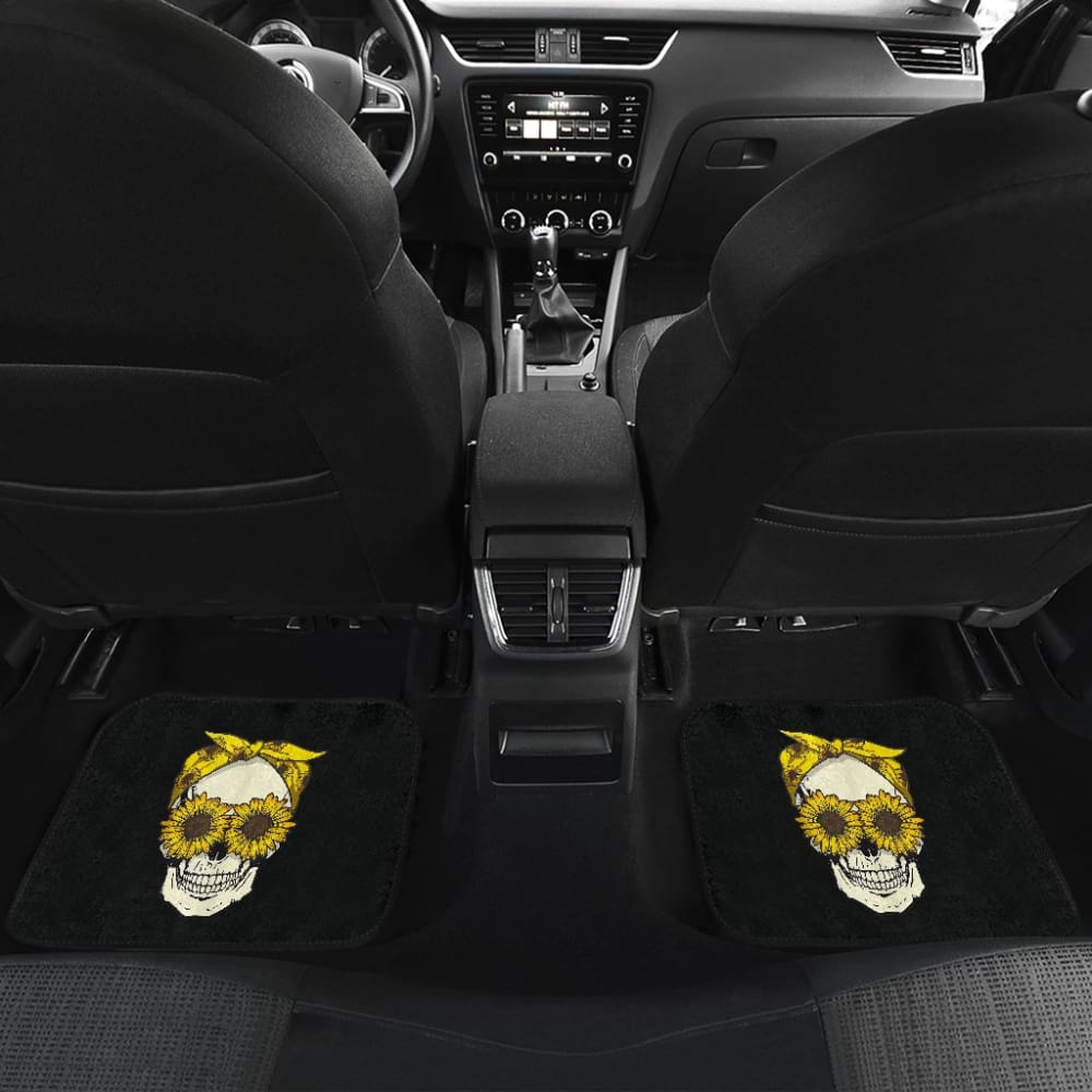Skull Sunflower Bandana Floral Pattern Cute Car Floor Mats