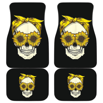 Skull Sunflower Bandana Floral Pattern Cute Car Floor Mats