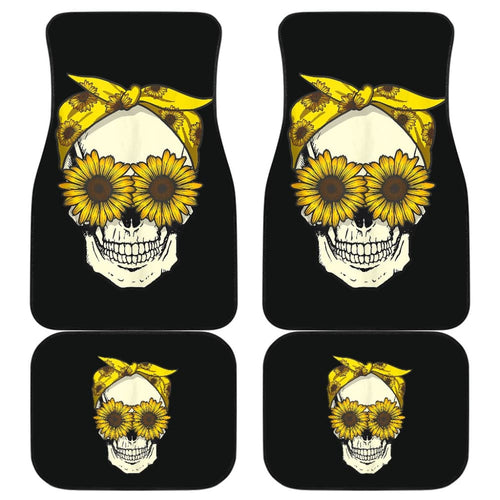 Skull Sunflower Bandana Floral Pattern Cute Car Floor Mats