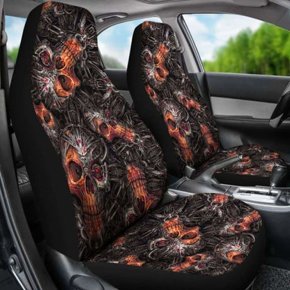 Set Of Flaming Skulls Car Seat Covers