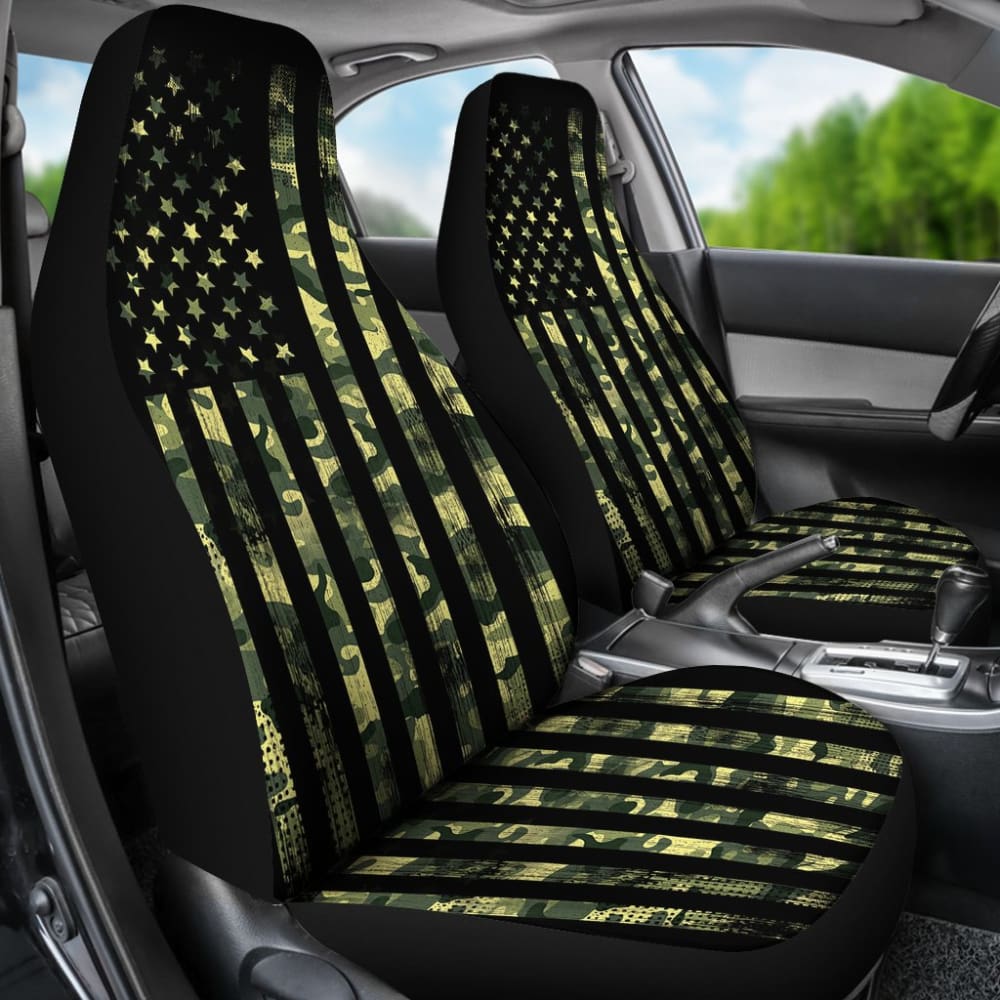 Amazing Thin Green Line American Flag Car Seat Covers