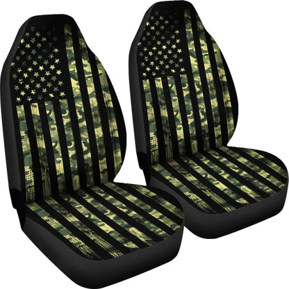 Amazing Thin Green Line American Flag Car Seat Covers