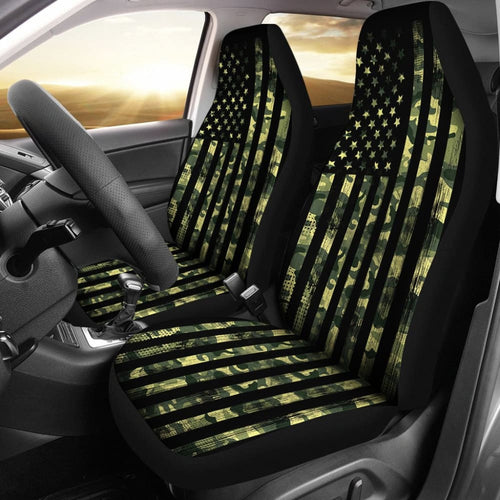 Amazing Thin Green Line American Flag Car Seat Covers