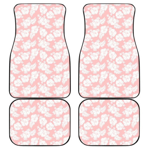White Hibiscus Pattern Pink Background Best Gift Car Lovers Car Floor Mats