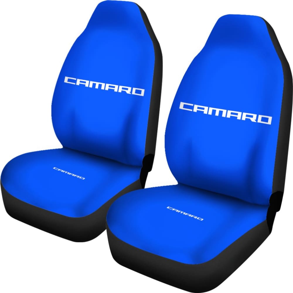 Blue Camaro White Letter Car Seat Cover