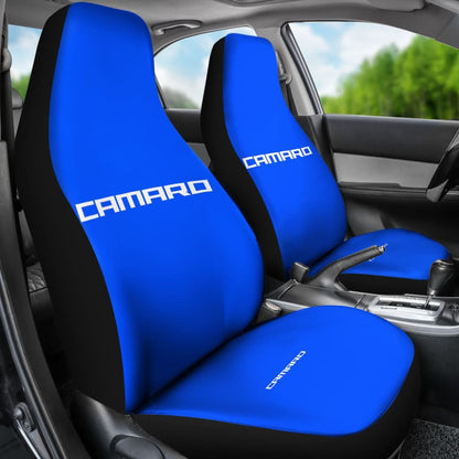 Blue Camaro White Letter Car Seat Cover