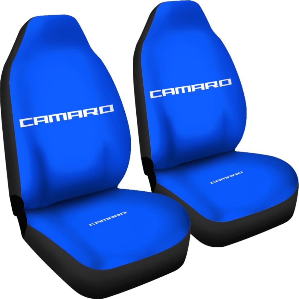 Blue Camaro White Letter Car Seat Cover