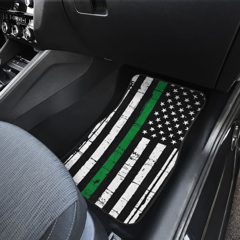 Amazing Thin Green Gray Line American Flag Car Floor Mats