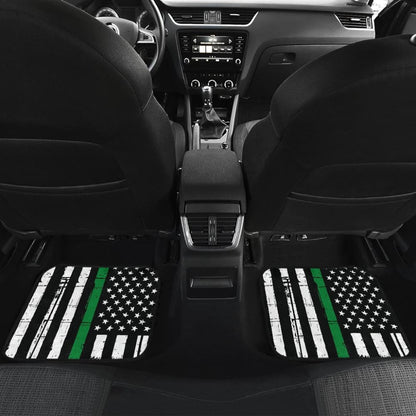 Amazing Thin Green Gray Line American Flag Car Floor Mats