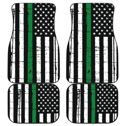 Amazing Thin Green Gray Line American Flag Car Floor Mats