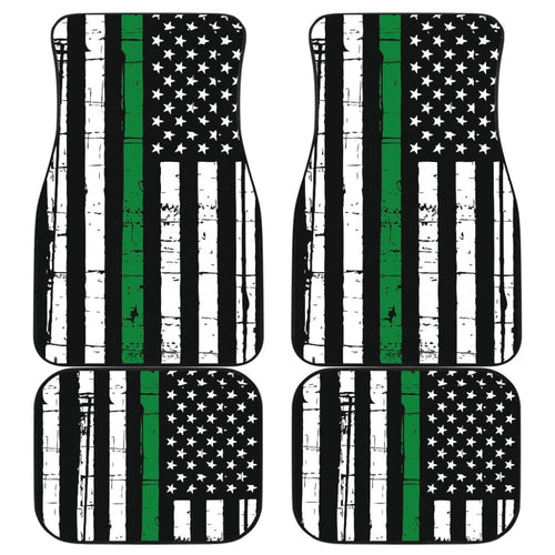 Amazing Thin Green Gray Line American Flag Car Floor Mats