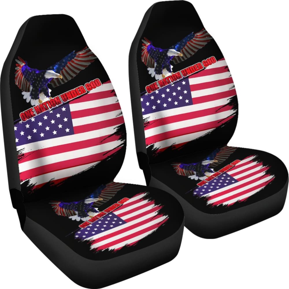 American Flag Car Seat Covers Custom One Nation Under God Car Accessories