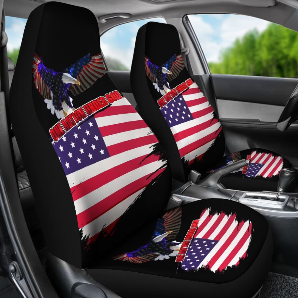 American Flag Car Seat Covers Custom One Nation Under God Car Accessories