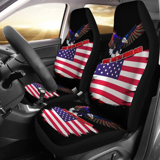 American Flag Car Seat Covers Custom One Nation Under God Car Accessories