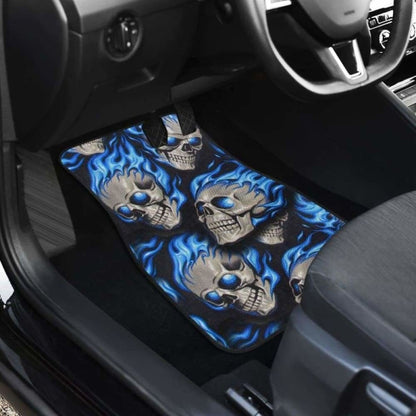 Set Of Pcs Blue Flaming Skull Car Mats