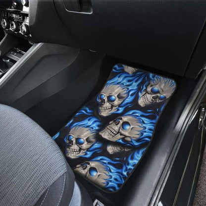Set Of Pcs Blue Flaming Skull Car Mats