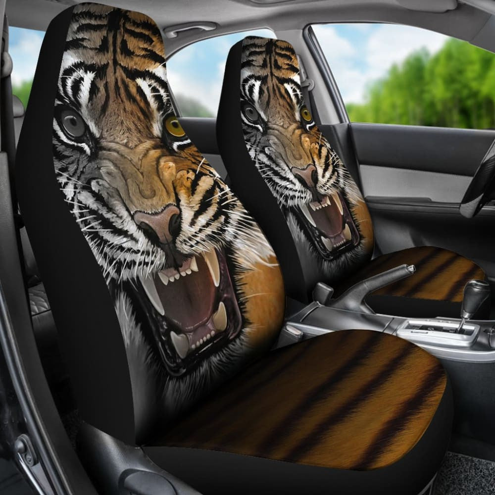 Angry Tiger Roaring Car Seat Covers