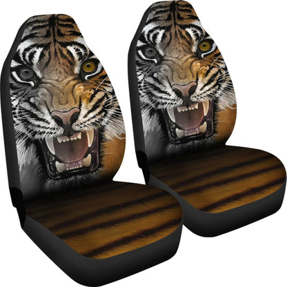 Angry Tiger Roaring Car Seat Covers