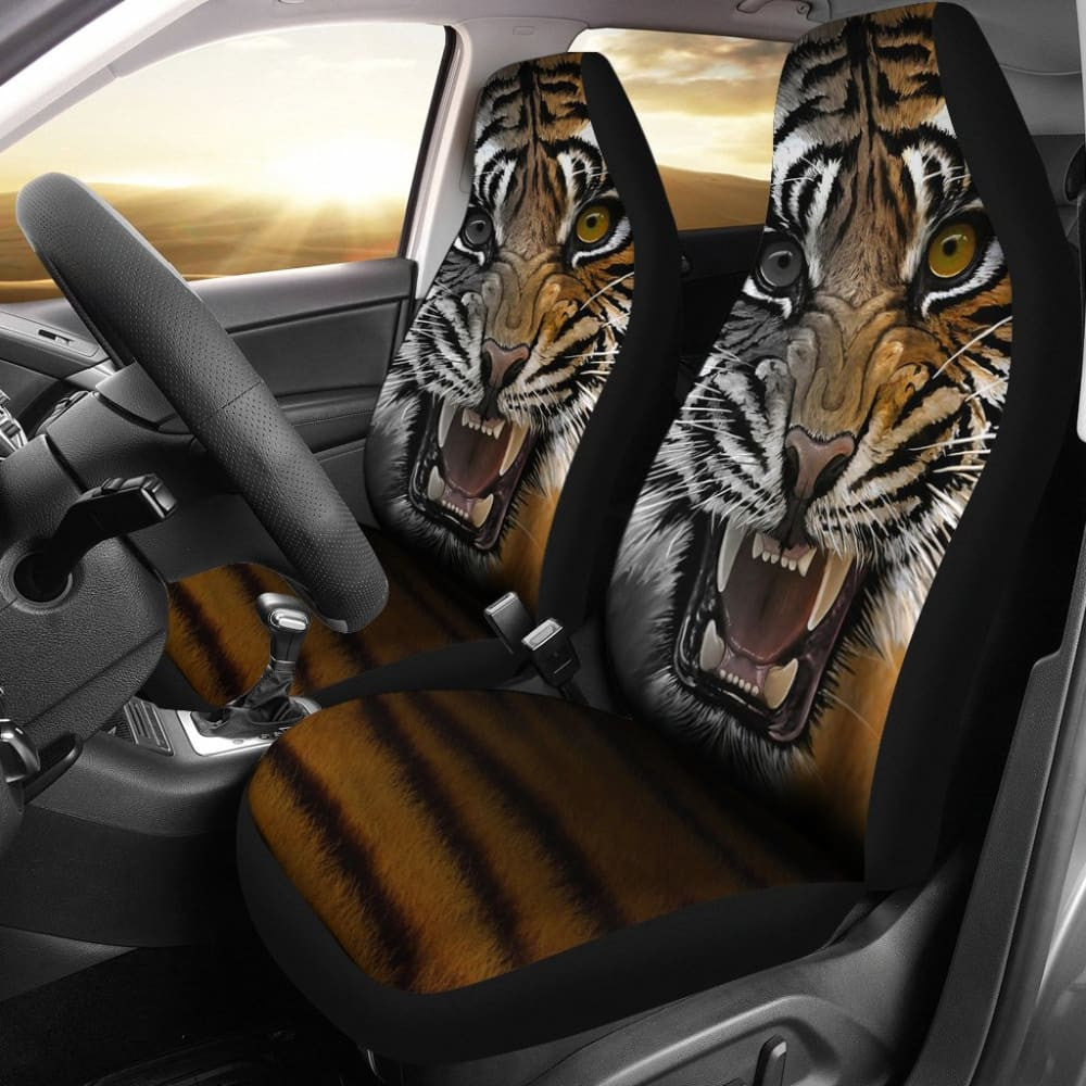 Angry Tiger Roaring Car Seat Covers