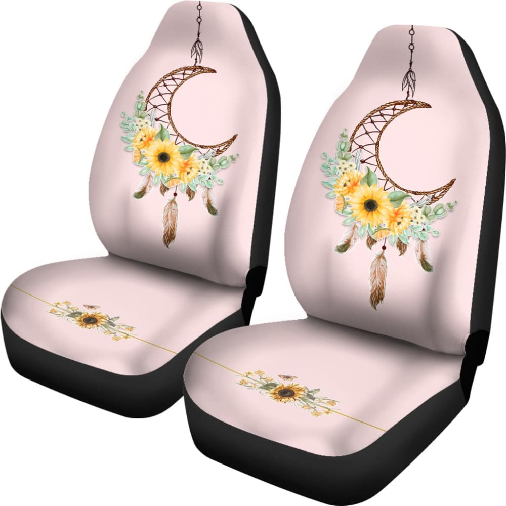 Sunflower Dream Catcher Feather Pink Printed Car Seat Covers