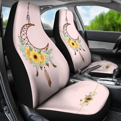 Sunflower Dream Catcher Feather Pink Printed Car Seat Covers