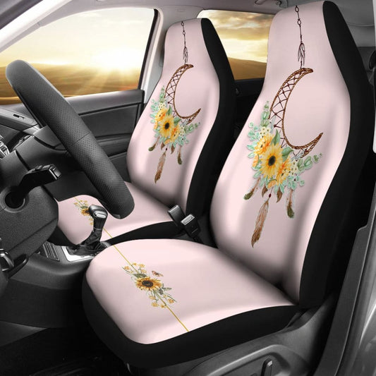 Sunflower Dream Catcher Feather Pink Printed Car Seat Covers