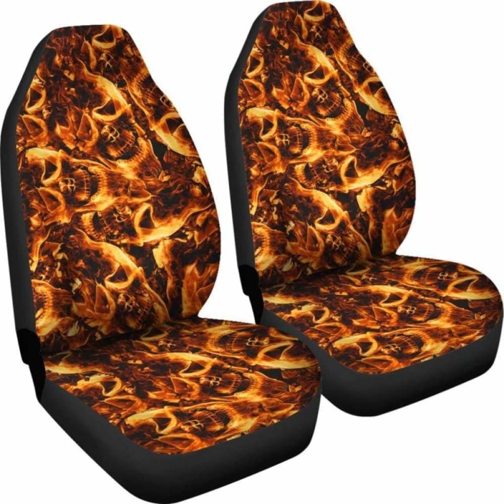 Set Of Flaming Skull Car Seat Covers