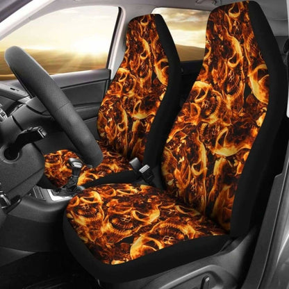 Set Of Flaming Skull Car Seat Covers