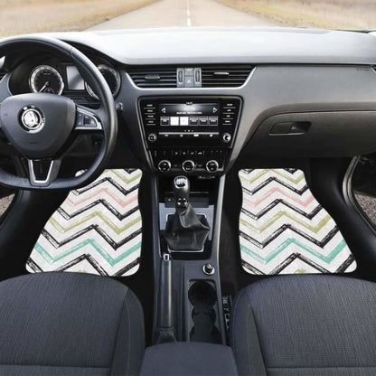 Zigzag  Chevron Paint Pattern Front And Back Car Mats