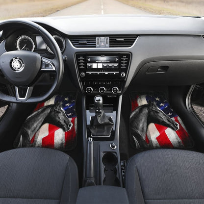 American Flag Horse Gift Who Loves Horse Car Floor Mats