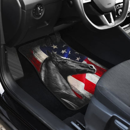 American Flag Horse Gift Who Loves Horse Car Floor Mats
