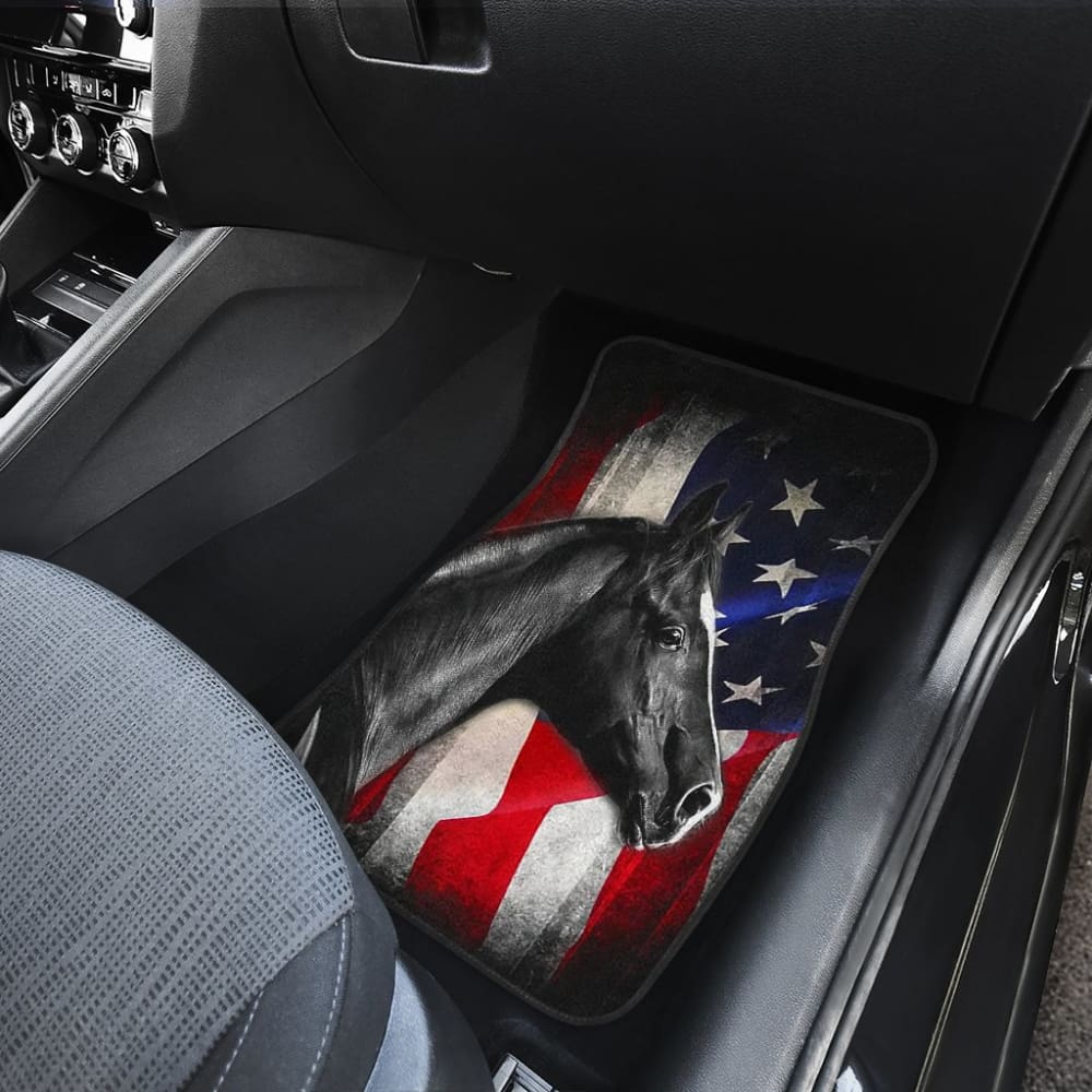 American Flag Horse Gift Who Loves Horse Car Floor Mats