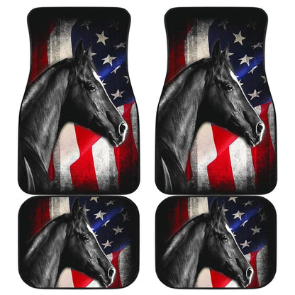 American Flag Horse Gift Who Loves Horse Car Floor Mats