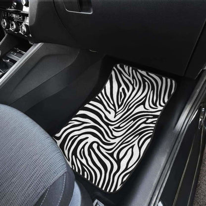 Zebra Skin Pattern Front And Back Car Mats