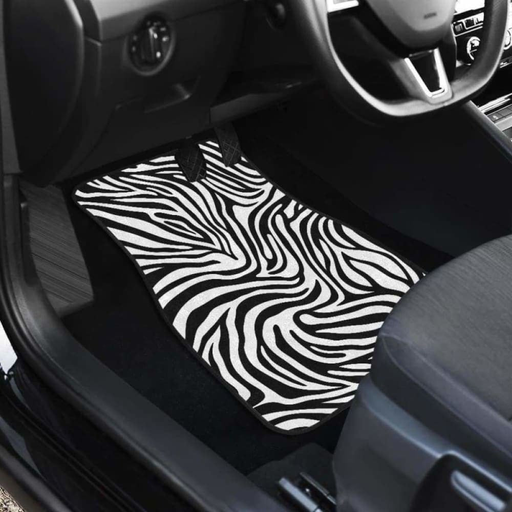 Zebra Skin Pattern Front And Back Car Mats